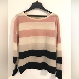 White and Warren Small Cashmere Stripe Sweater